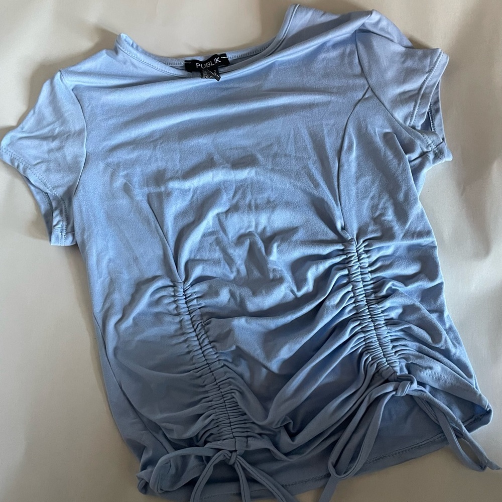 Publik/Forever 21 Light Blue Ruched Crop Top